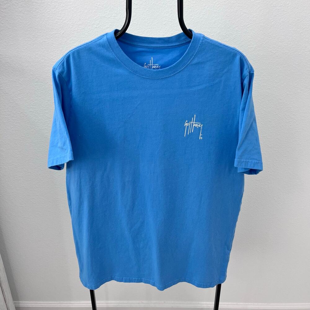 Guy Harvey Men’s Large Blue Saltwater Gear Marlin Anchor Fishing Graphic T-shirt - Picture 2 of 5